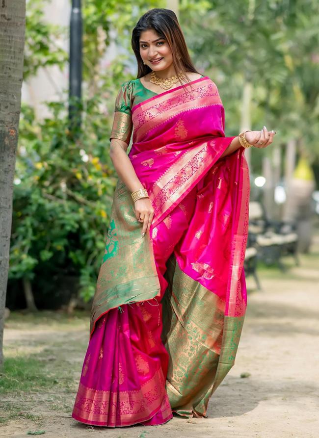 Katan Silk Rani Festival Wear Weaving Saree